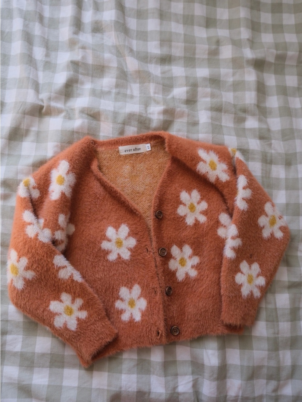 Ever After Kids' Orange Floral Fuzzy Cardigan